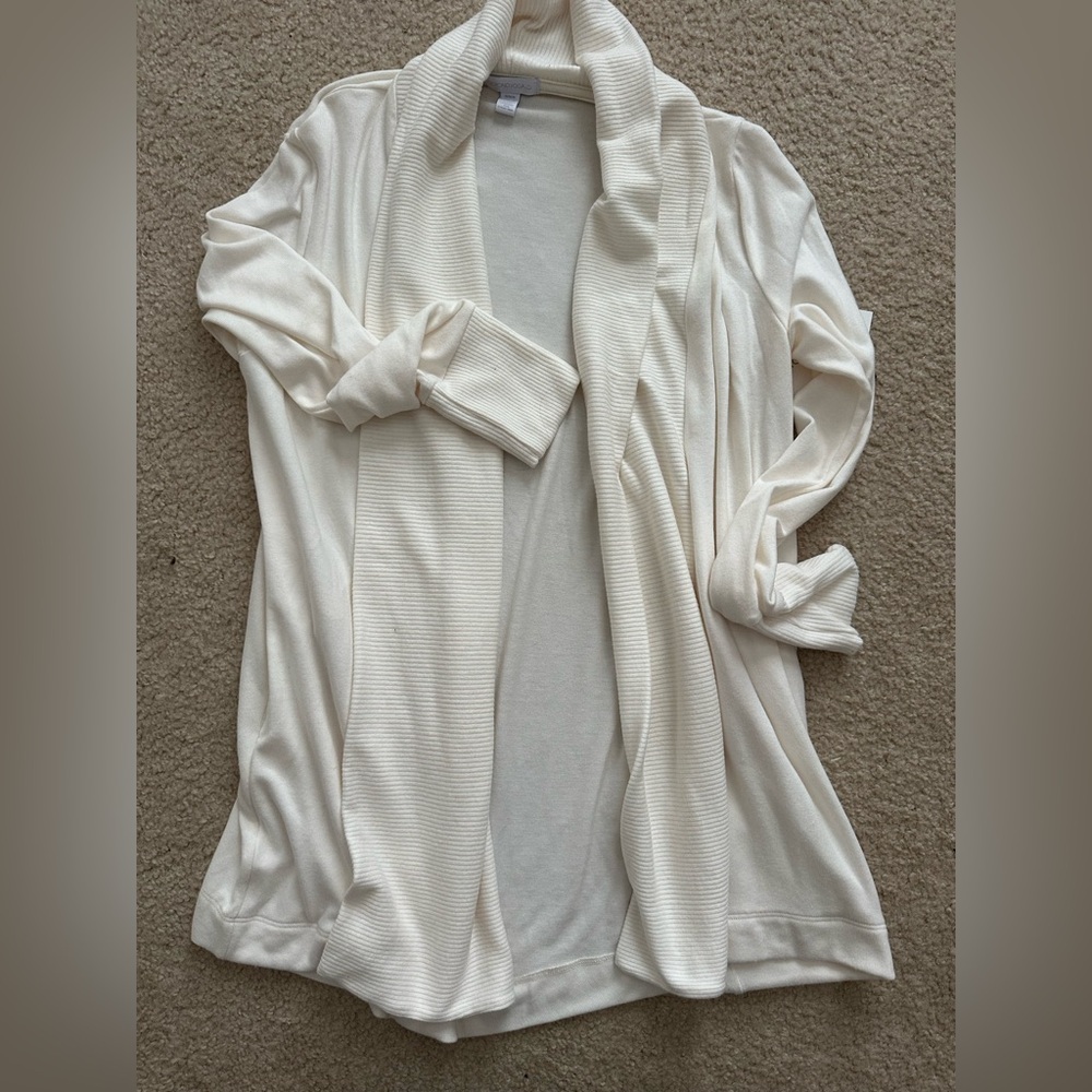 NWT beyond yoga shawl cardigan wrap pockets cream